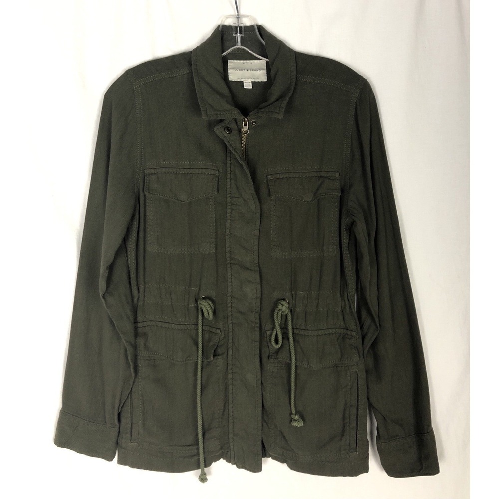 Lucky Brand Women's Green Cargo Jacket Size XS/TP Linen Rayon